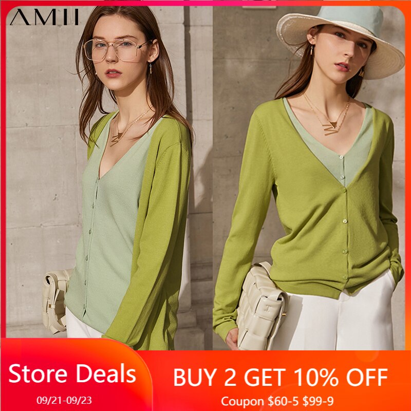 Amii-̴ϸָ  Żǰ  Vneck ġ ũ ̱    ,  м, 12140131